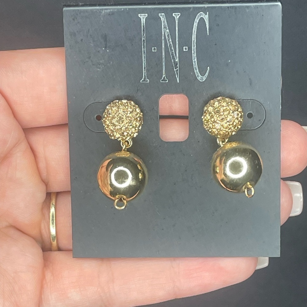 INC International Concepts Gold Textured Ball Earrings